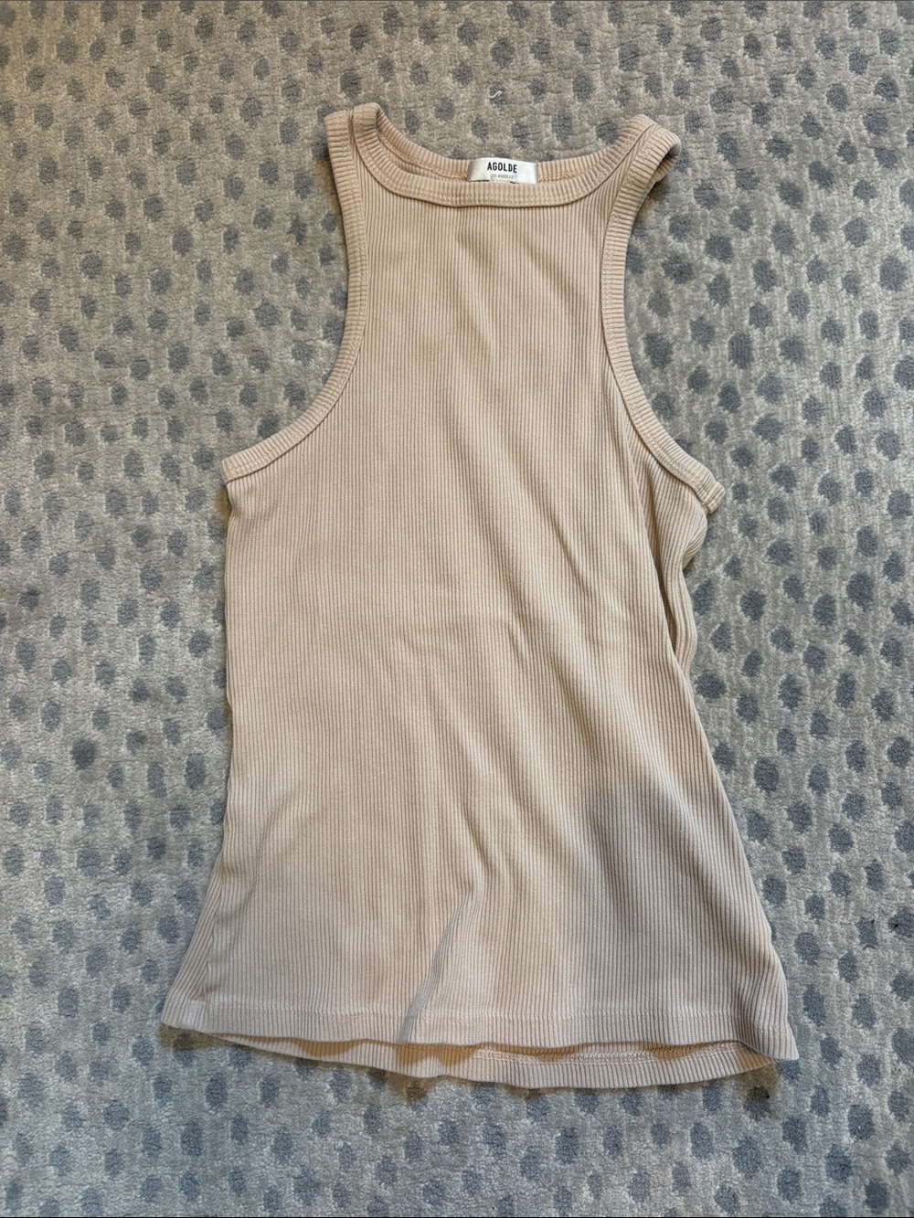 Agolde Ribbed Tank Top in Neutral Beige